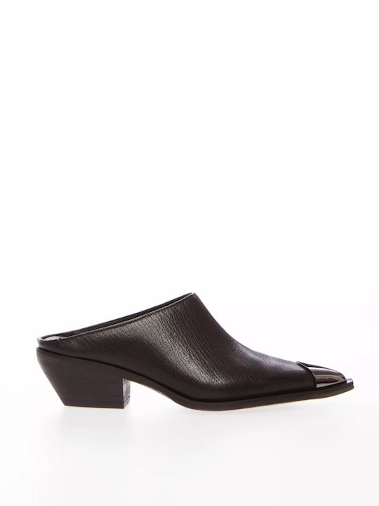 Ovye by Cristina Lucchi Heel Leather Mules Black