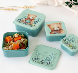 Set de 4 recipiente pentru alimente Little Bear Mint Kiokids 4187 Set de 4 recipiente pentru alimente Little Bear Mint Kiokids 4187