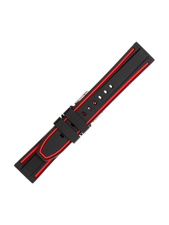 Rubber Strap Black Red 20mm Kostelo