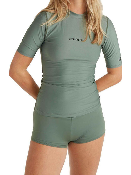 O'Neill UPF 50+ Women Short Sleeve Sun Protection Shirt Green