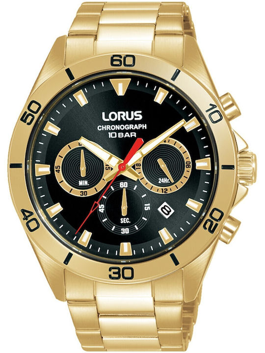 Ρολόι Lorus Sports Χρονογράφο Κίτρινο Χρυσό Ατσάλινο Μπρασελέ Rt340kx9
