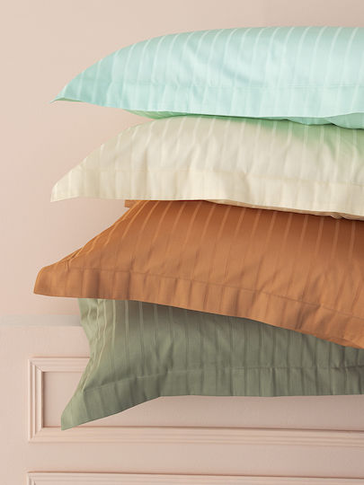 Palamaiki Sateen Riga Σετ Μαξιλαροθήκες Oxford Mint 52x75εκ.