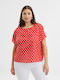 Mat Fashion pentru Femei de Vară Bluză Mâneci scurte Polka Dot Roșie