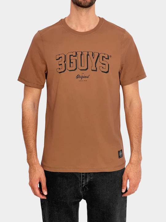 3Guys Herren T-Shirt Kurzarm Camel