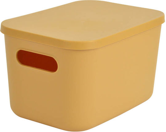 Plastic Cutie de Depozitare cu Capac Galben 25x17.5x14.5cm 1buc