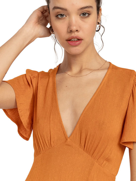 Billabong Maxi Shirt Dress Dress with Ruffle Dried Mango