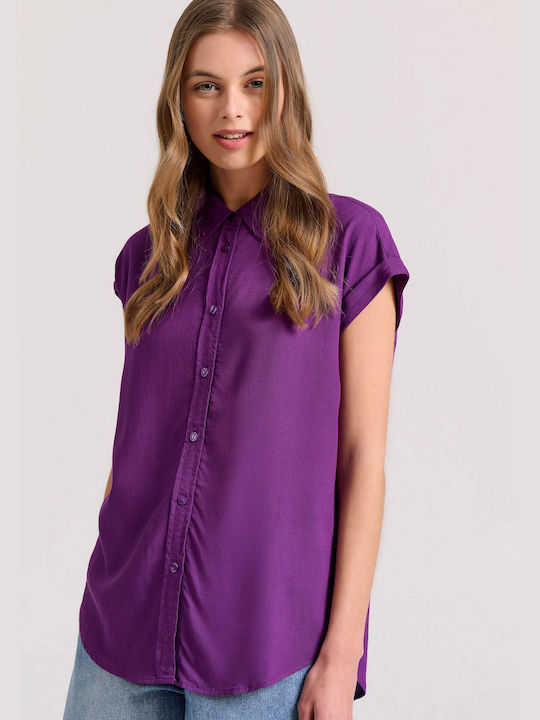 Funky Buddha Women's Monochrome Long Sleeve Shirt Purple