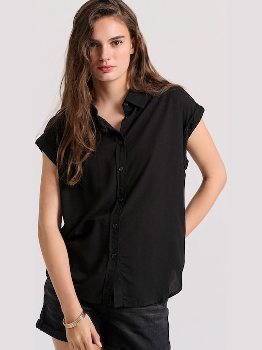 Mâneca scurta Femei Cămașă Negru Monocrom