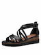 Tamaris Damen Flache Sandalen Flatforms in Schwarz Farbe