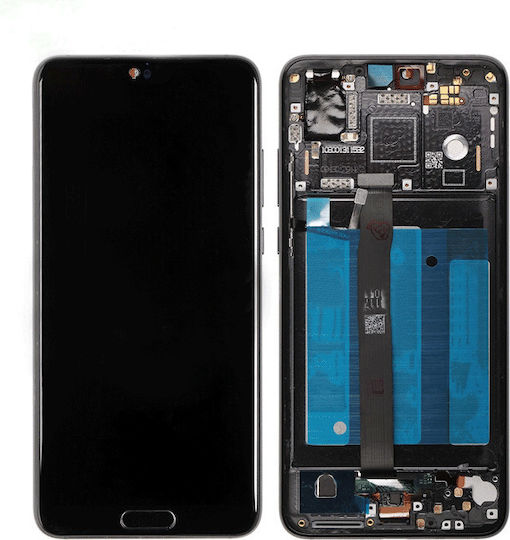 Ecran cu Mecanism de Atingere și Cadru pentru Huawei P20 (Negru)