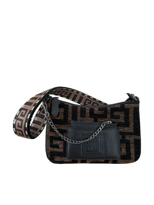 Midneto Dione Black Brown Chenille Labyrinth Bag