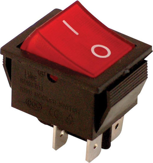 Tracon Electric Διακόπτης Rocker Κόκκινο 1τμχ