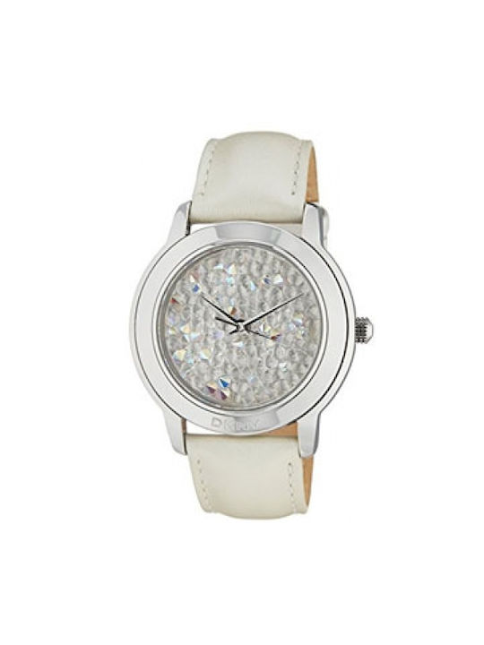 Dkny Women's Watch Beige Leather Strap Strap Crystals Ny 8477