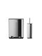 Estia Cubic Inox Bathroom Brush and Trash Can Set Soft Close 6l Silver