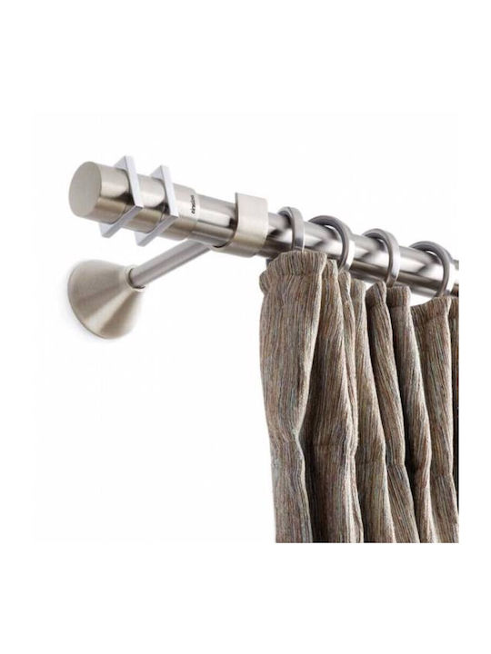 Aslanis Home Metallic Curtain Pole Double with Rod Φ25mm 160cm Satine Nickel