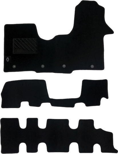 Autopataki Set of Front and Rear Mats 3pcs for Renault Trafic Black