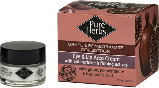 Pure Herbs Grape & Pomegranate Collection Cremă de Ochi pentru Reconstrucție Hidratare Cearcane și Tonifiere 15ml