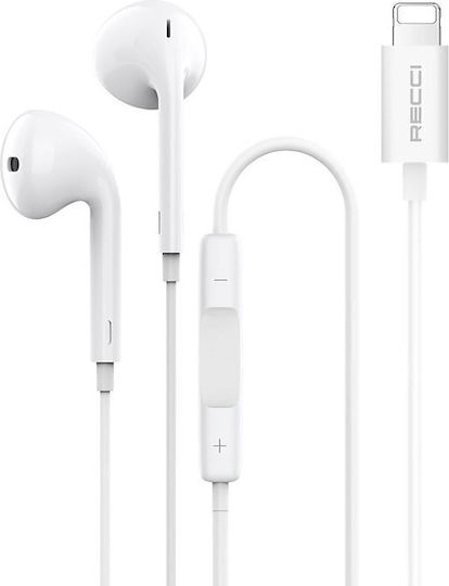 Recci Rep-l28 Earbuds Freisprecheinrichtung Kopfhörer mit Stecker Blitzschlag Weiß