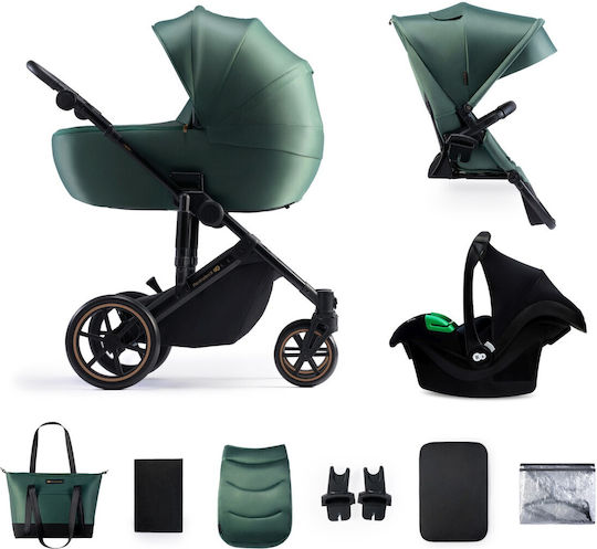 Kinderkraft Prime 2 Ρυθμιζόμενο Καρότσι 3 σε 1 Kατάλληλο για Nεογέννητο Dark Green 12kg