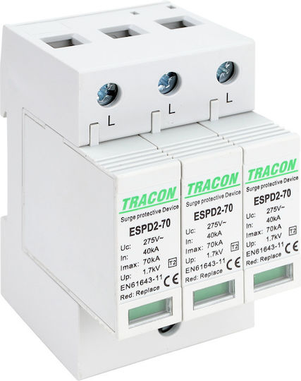 Tracon Electric Αντικεραυνικό Πίνακα Τύπου T2 Τριπολικό