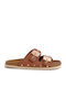 Women's Flat Sandals in Tabac Brown Color