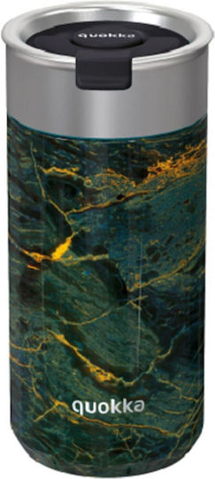 Quokka Glass Thermos Stainless Steel BPA Free 400ml Greenstone with Mouthpiece