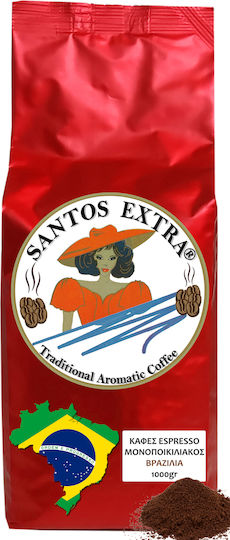Santos Extra Кафе Еспресо Едносортово Арабика Бразилско Classic Смляно 1kg