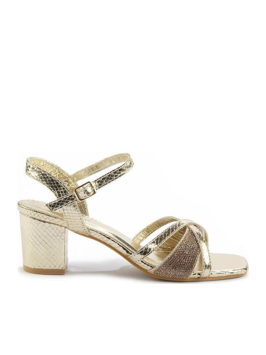 Fshoes Sandalen mit Strass Gold