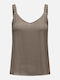 Only Damen Bluse Baumwolle Ärmellos Walnut Brown