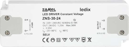 Zamel LED Захранване IP20 Мощност 30W с Изходно Напрежение 24V