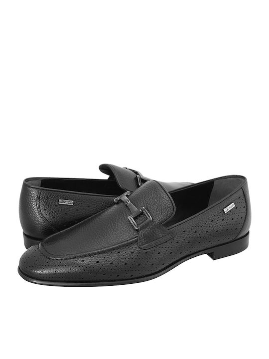 GK Uomo Δερμάτινα Ανδρικά Loafers σε Μαύρο Χρώμα