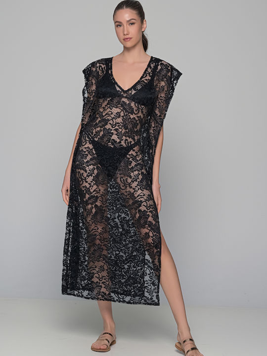 Milena by Paris Feminin Lung Caftan de Plajă black