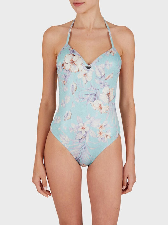 Floral Hibiscus Print Mint One Piece