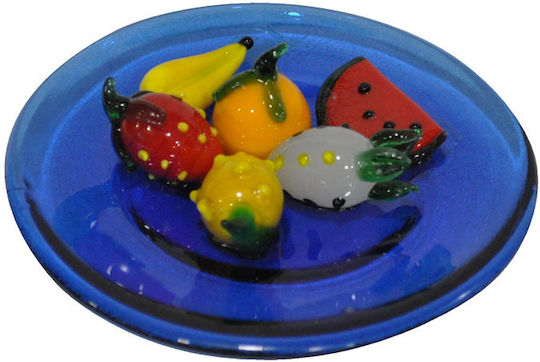 Dekorative Platte Glas Blau 1Stück 10x4cm