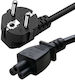 Schuko - IEC C5 Cable 1.5m Μαύρο