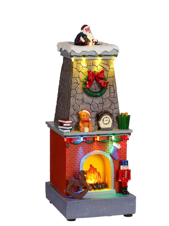 MSA Christmas Illuminated Decorative Village with Battery 30x14x12cm. Fireplace Chimney Santa Claus