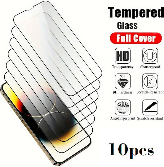 Закалено стъкло за цялото лице 10бр Черен (iPhone 13 Pro Max)