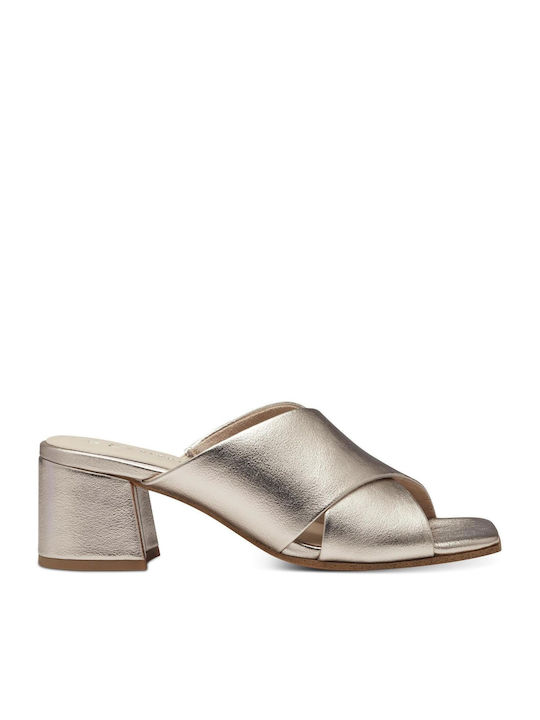 Marco Tozzi Mules mit Absatz in Gold Farbe