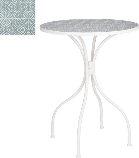 Calais Outdoor Dinner Free Standing Metal Table An.blue 61x61x76cm