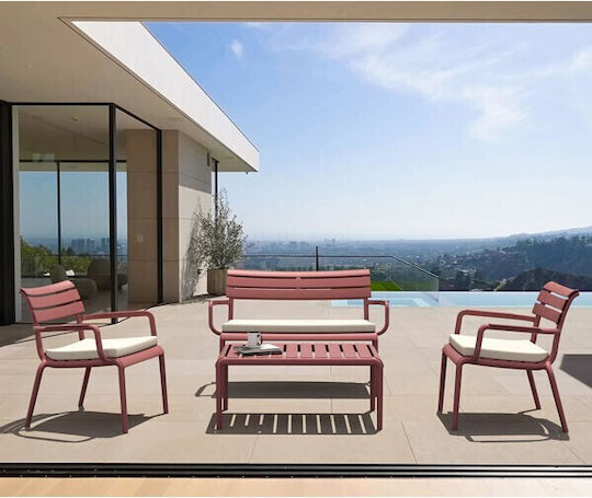 Garten- und Terrassentisch für kleine Räume aus Polypropylen Paris Marsala 90x50x40cm