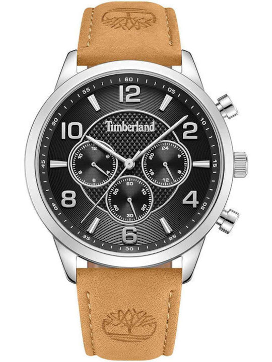 Timberland Men's Watch 44mm Chronograph Battery with Brown Leather Strap