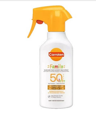 Carroten Family Waterproof Sunscreen Cream Face and Body SPF50 in Spray 270ml