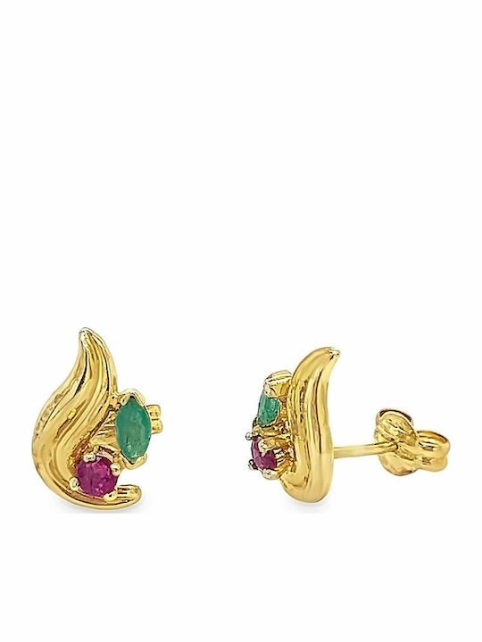 Xryseio Kids Earrings Studs with Stones from Gold 14K