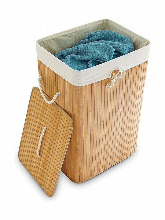 Relaxdays Laundry Basket Bamboo Folding with Cap Brown