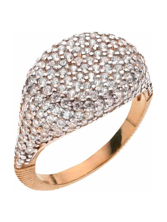 Breeze Damen Chevalier Ring mit Zirkonia aus Silber Vergoldet