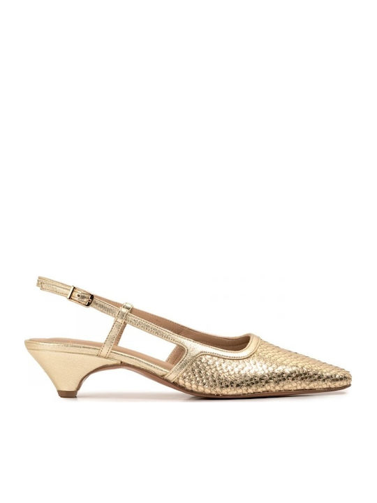 Glamazons Gold Leather Slingback Χρυσές Δερμάτινες Γόβες