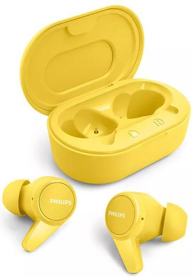 Philips TAT1207 In-Ear Bluetooth-Freisprecheinrichtung Kopfhörer mit Schweißresistenz und Ladeetui Gelb