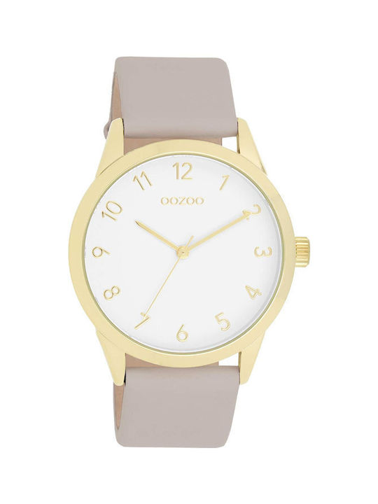 Oozoo Watch with Beige Leather Strap