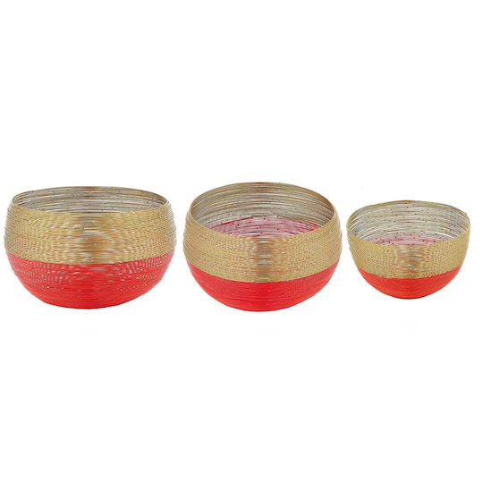 Set 3pcs Decorative Metallic Bowls Orange-gold 33x20cm.-26x15cm.-18x11cm Amalthea Capolavoro