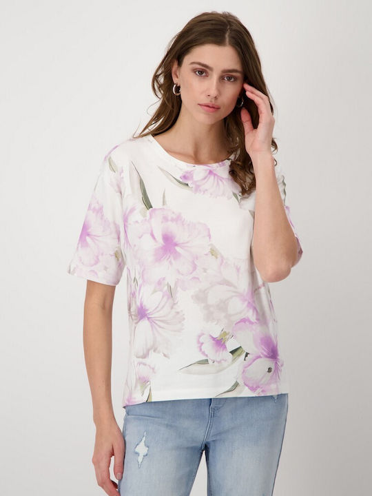 Monari Damen T-Shirt Blumen Pink